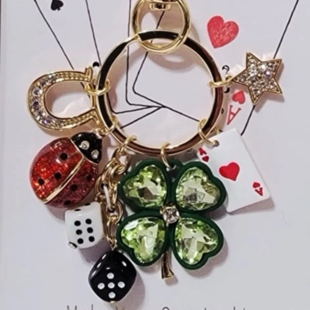 TRUE TO FORM Lucky Lady Dice Ladybug 4 Leaf Clover Ace Horseshoe Bag Charm NWT